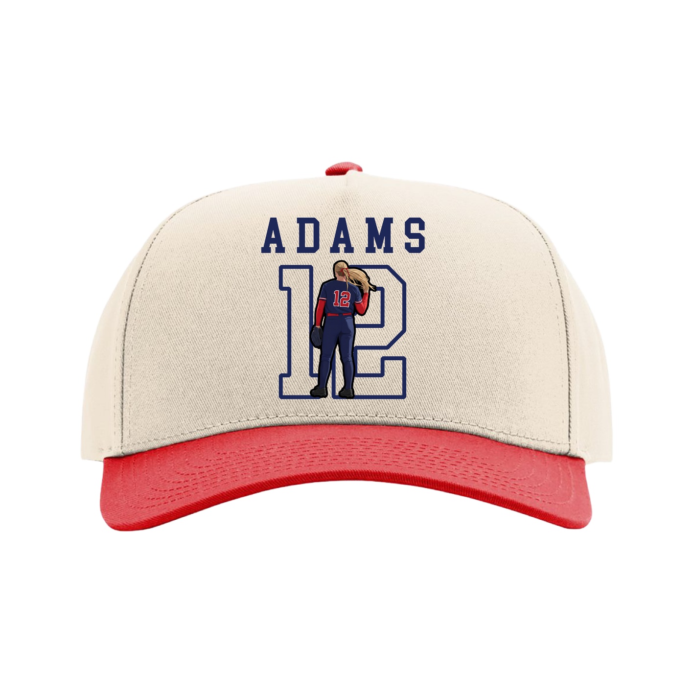 Full Fabric Five-Panel Champ Cap — Shirsey in Cream/Red