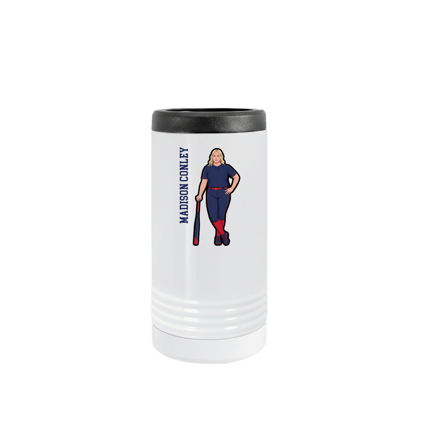 Slim Beverage Holder — Name Vertical in White