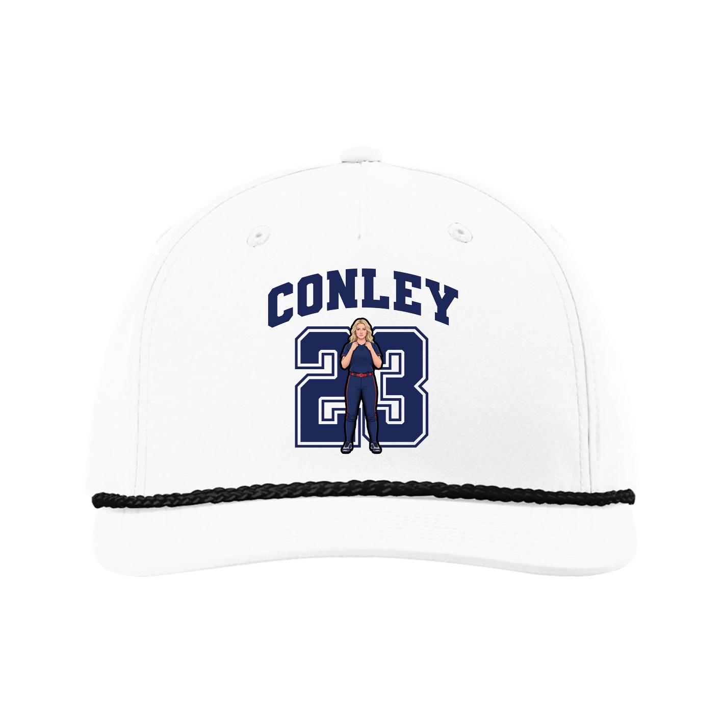 Five-Panel Classic Rope Cap — Number in White