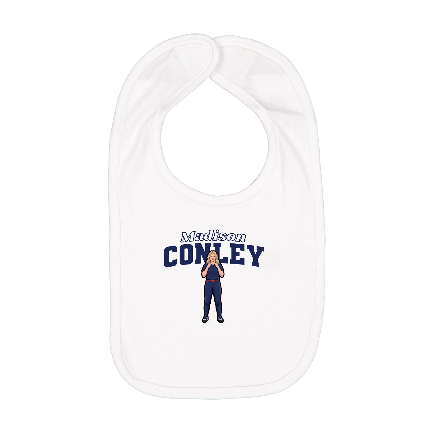 Infant Bib — Name Arch in White