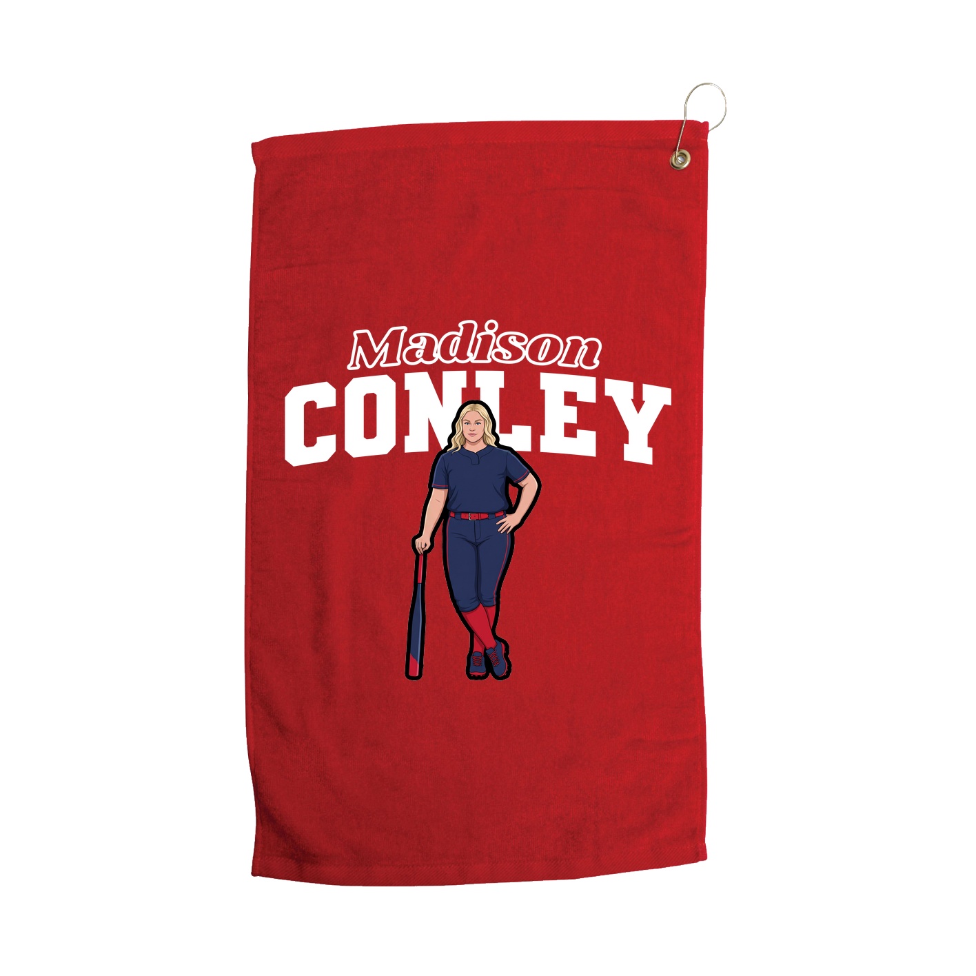 Golf Towel — Name Arch in Red