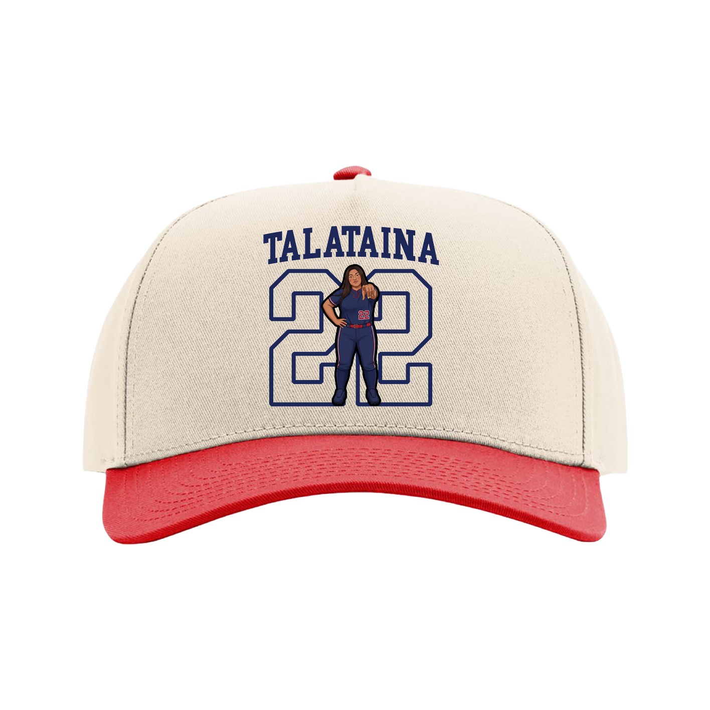 Full Fabric Five-Panel Champ Cap — Shirsey in Cream/Red