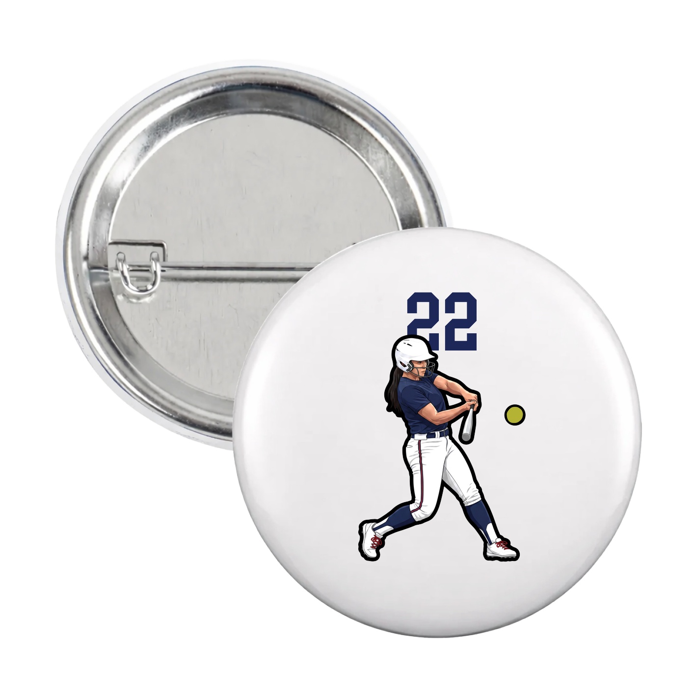 Game Day Button — Number Top in White