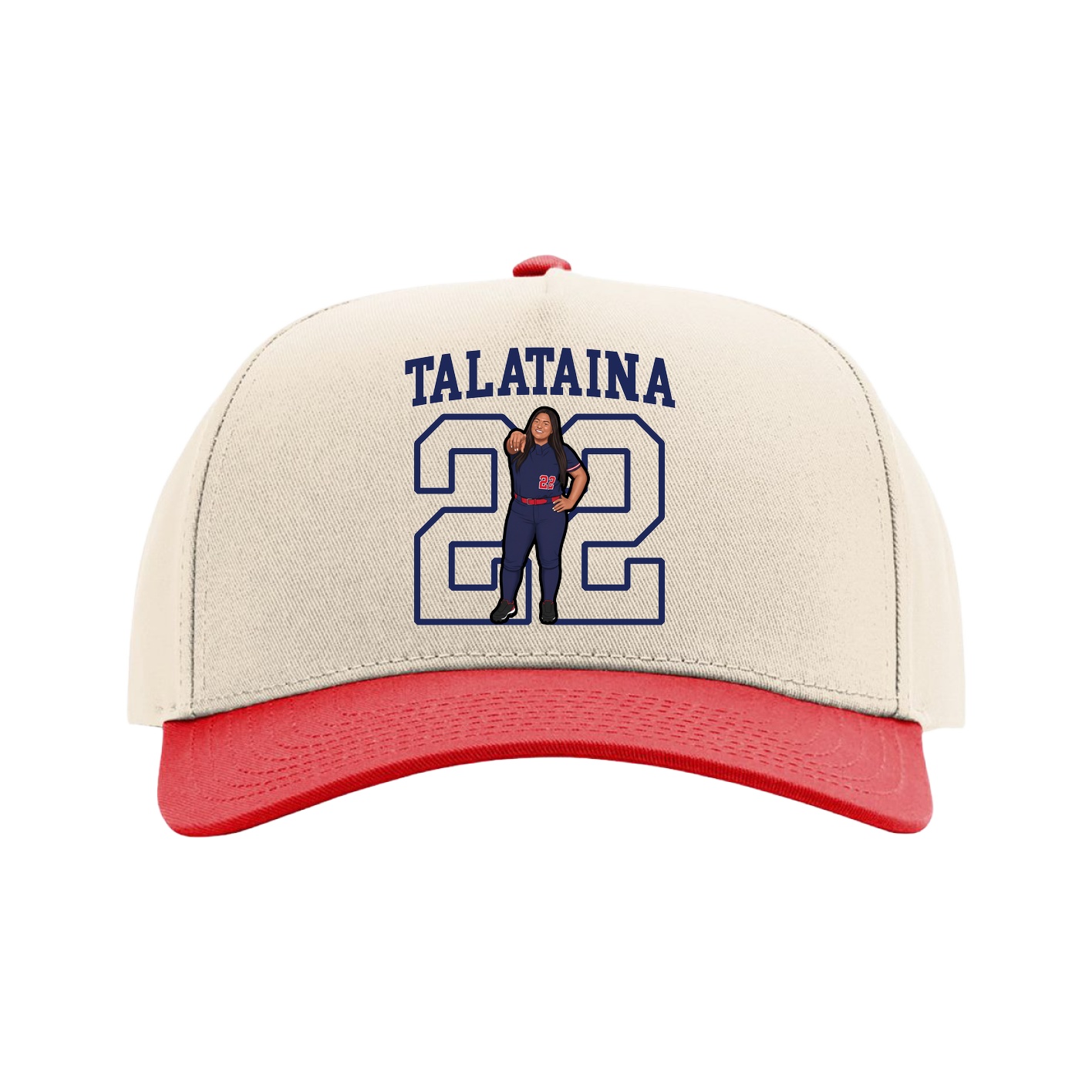 Full Fabric Five-Panel Champ Cap — Shirsey in Cream/Red