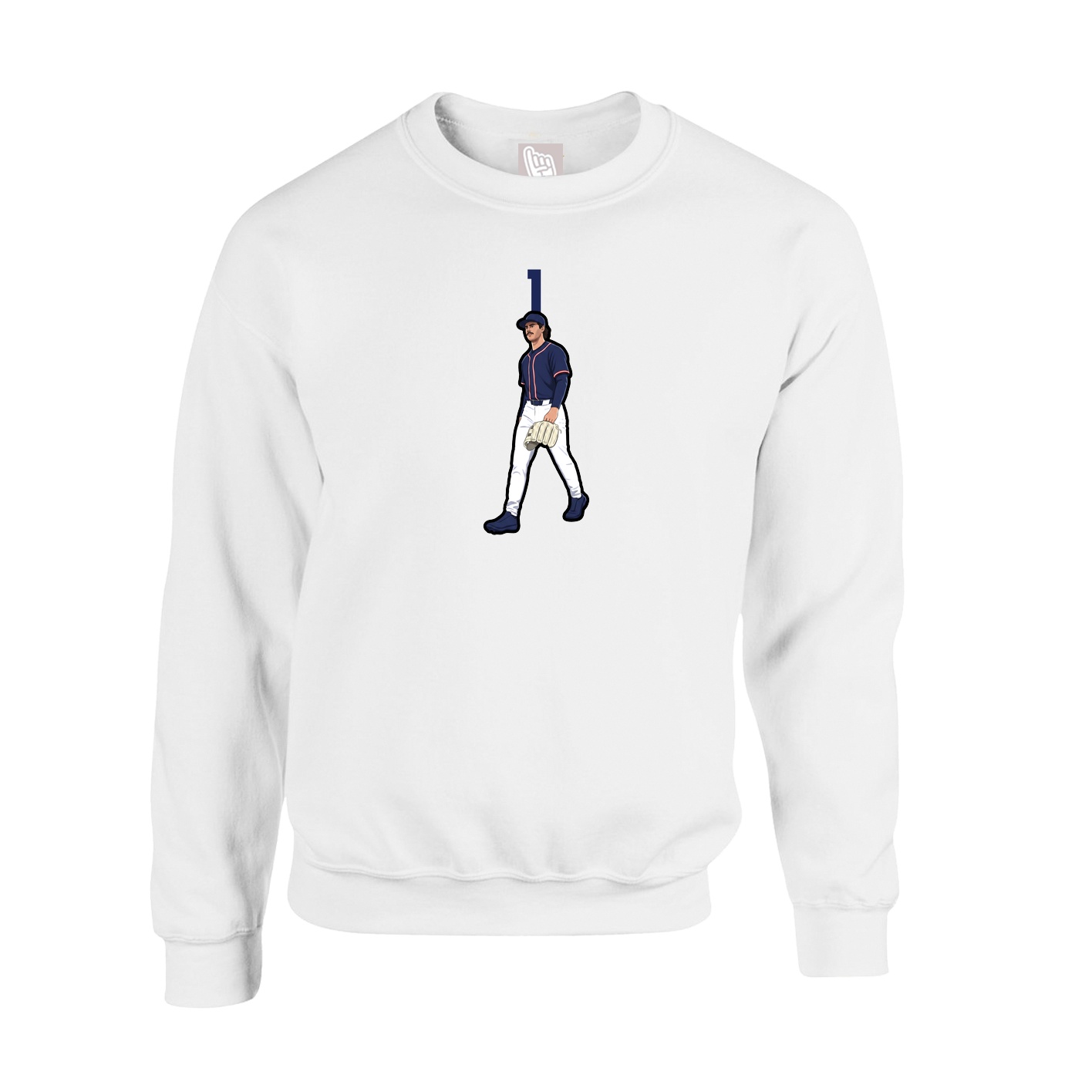 Fleece Crew — Number Top in White