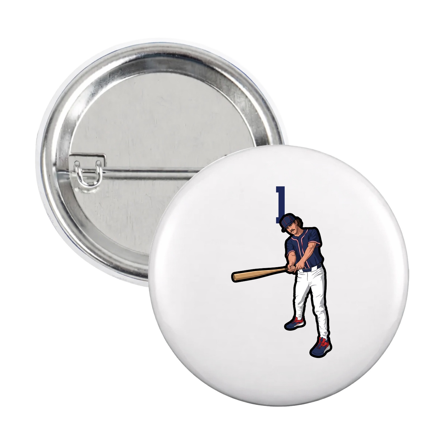 Game Day Button — Number Top in White