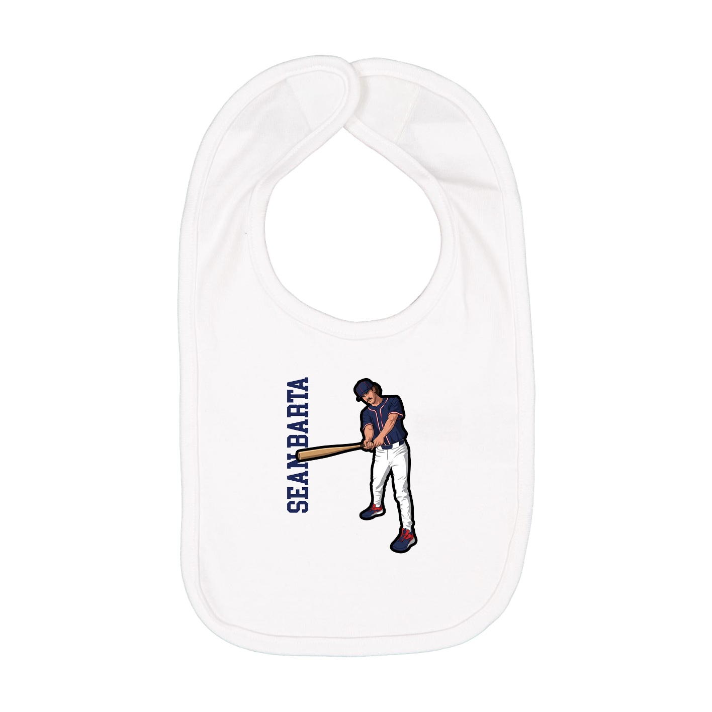 Infant Bib — Name Vertical in White