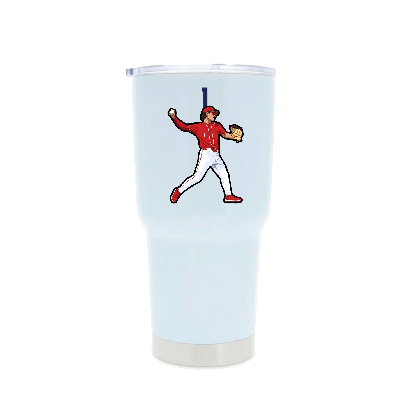 30oz Stainless Steel Tumbler — Number Top in White