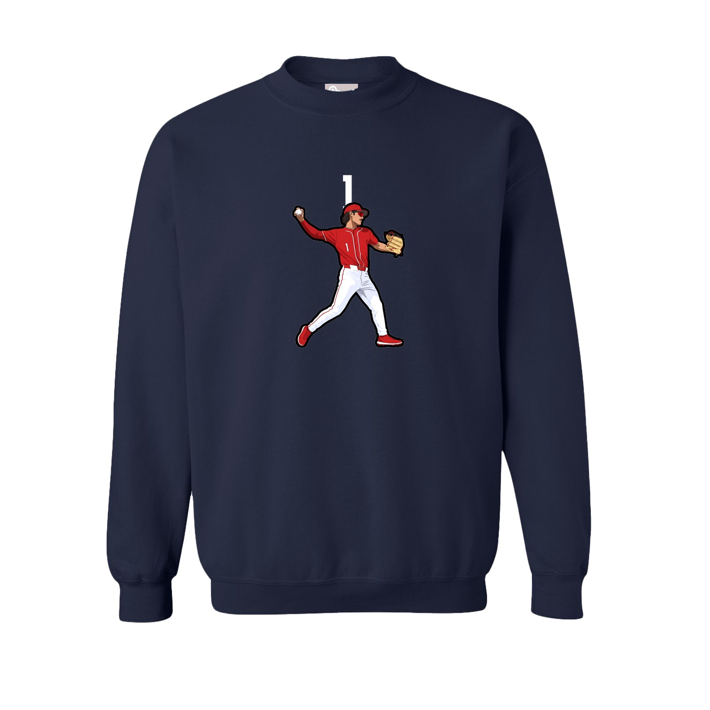 Fleece Crew — Number Top in Navy