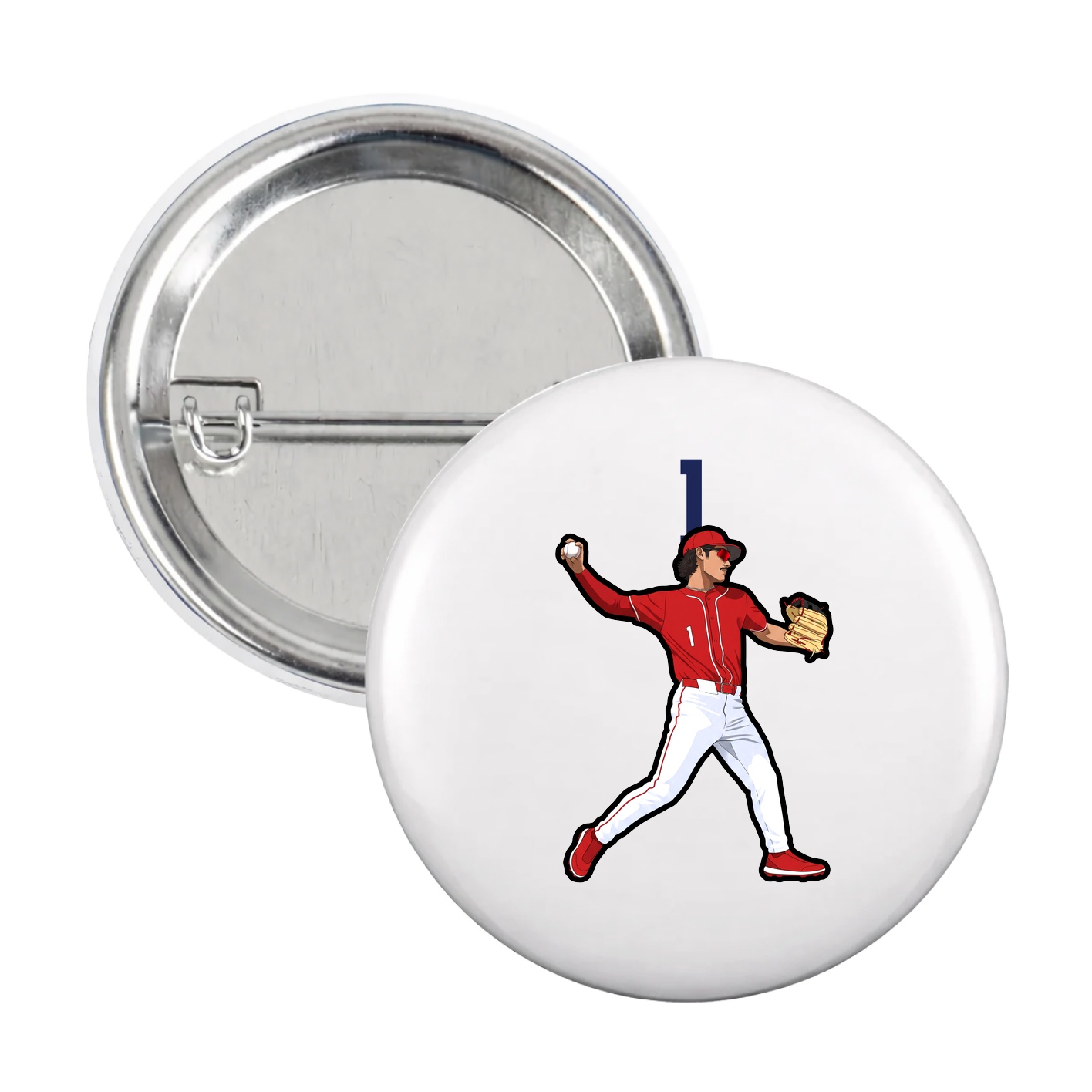 Game Day Button — Number Top in White