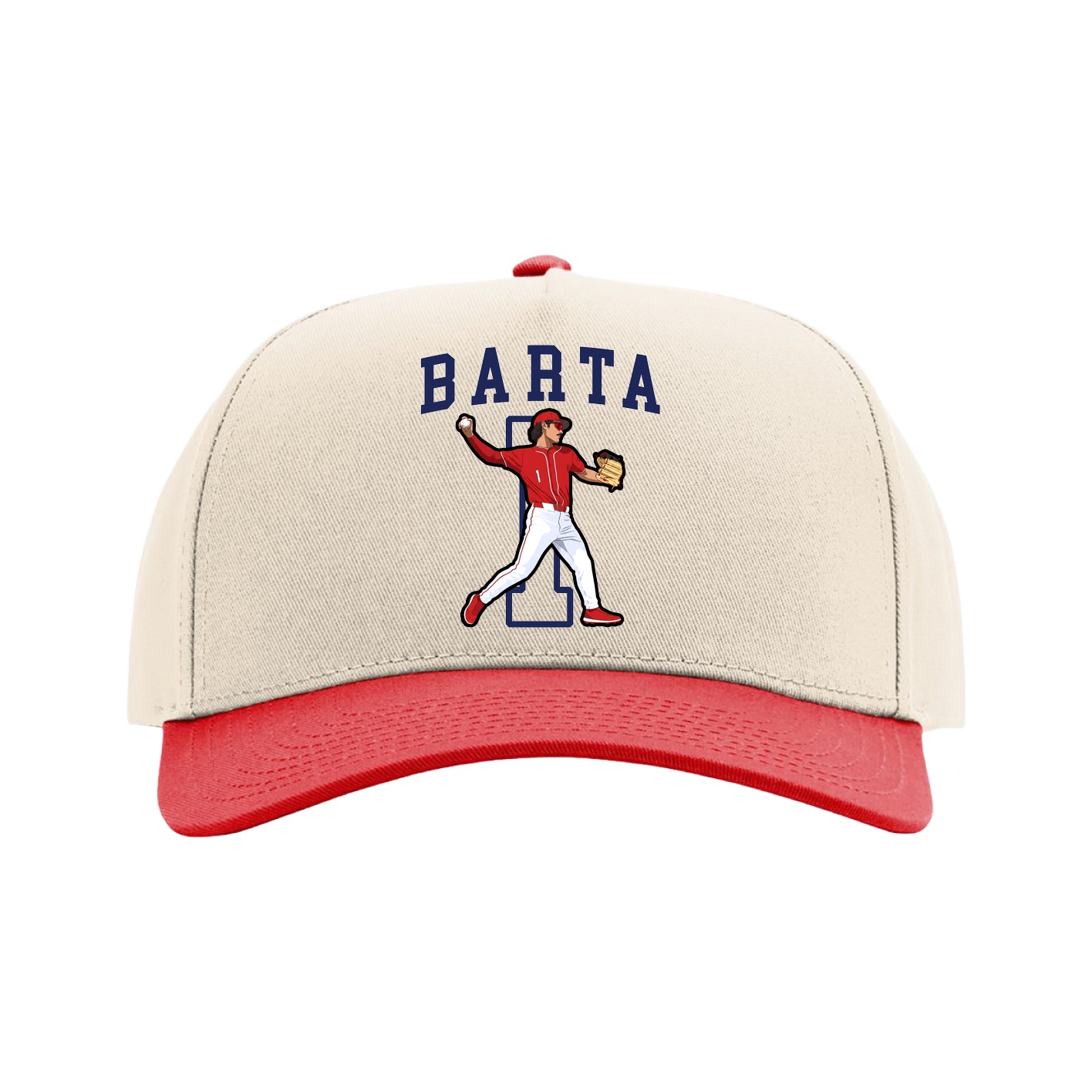 Full Fabric Five-Panel Champ Cap — Shirsey in Cream/Red