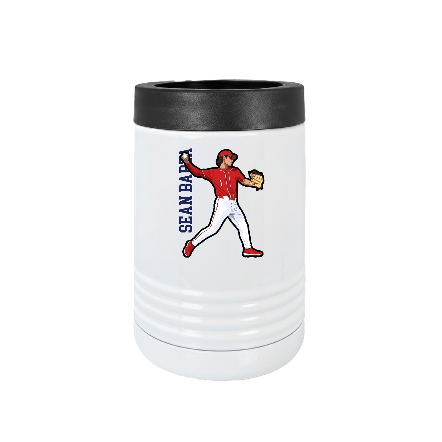 Beverage Holder — Name Vertical in White