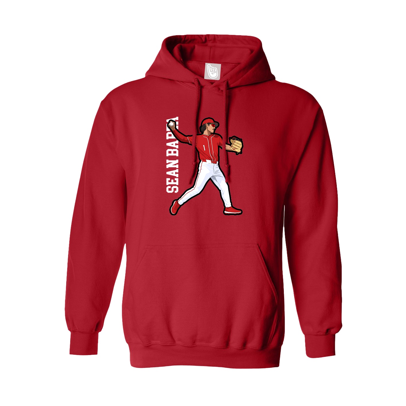 Youth Hoodie — Name Vertical in Red