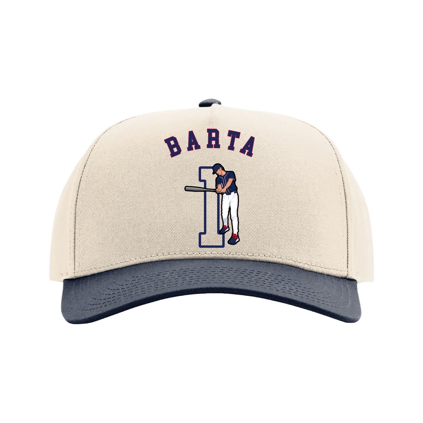 Full Fabric Five-Panel Champ Cap — Shirsey Arch in Cream/Navy
