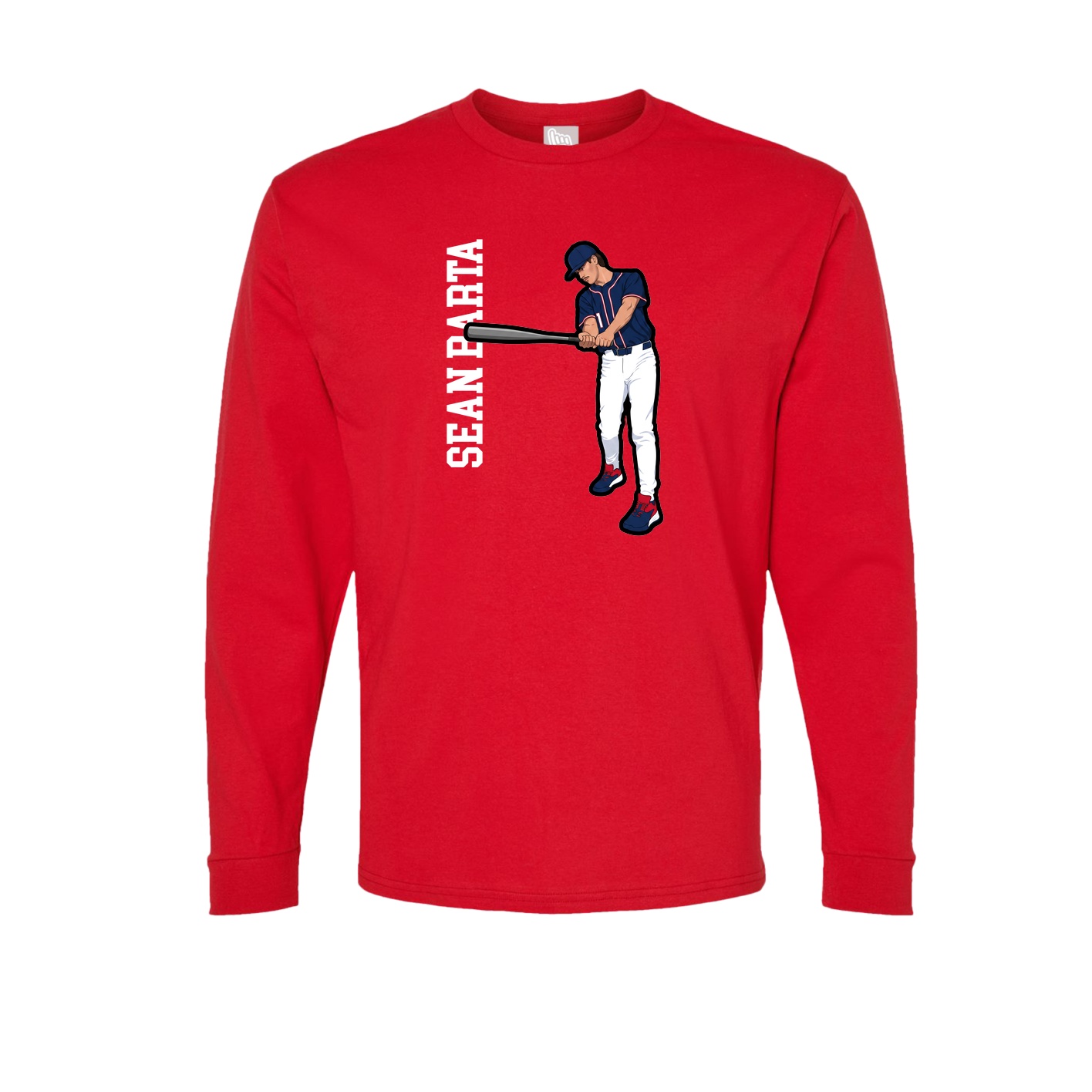 Long Sleeve Tee — Name Vertical in Red