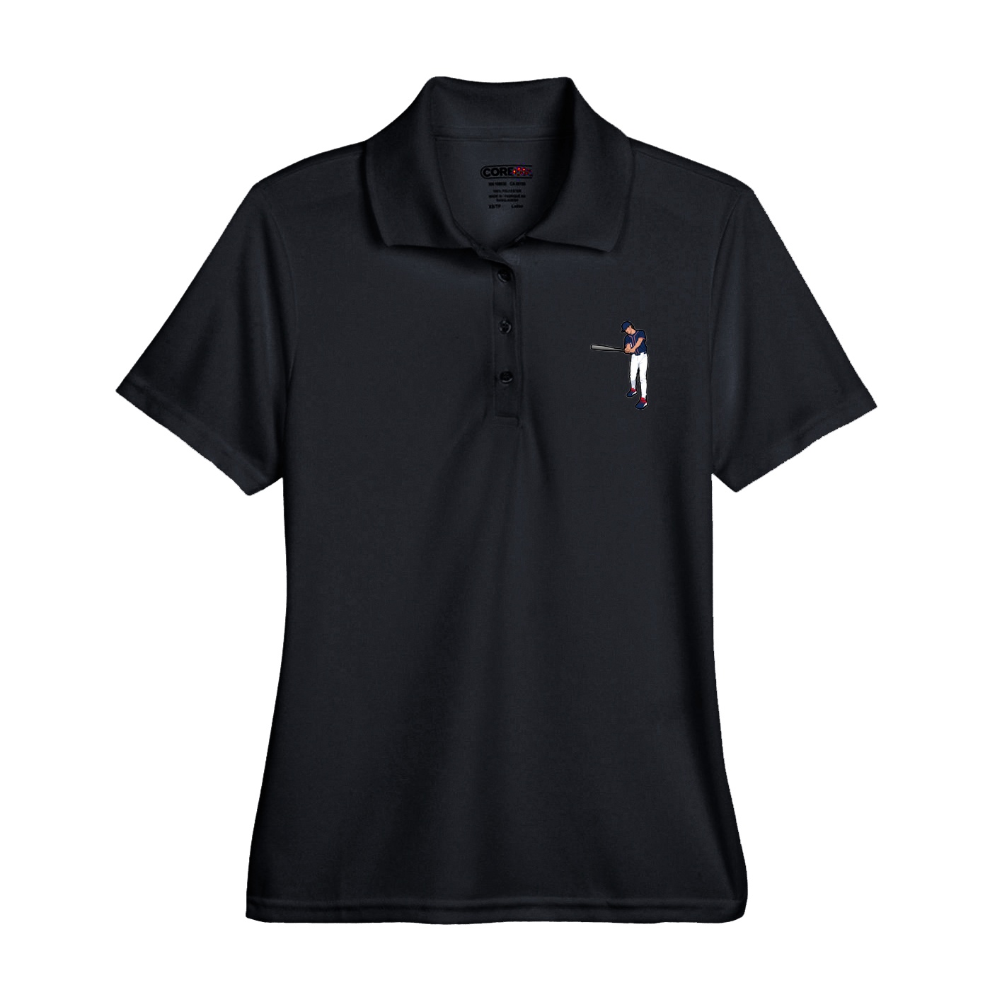 Womens Performance Polo — Name Vertical in Black