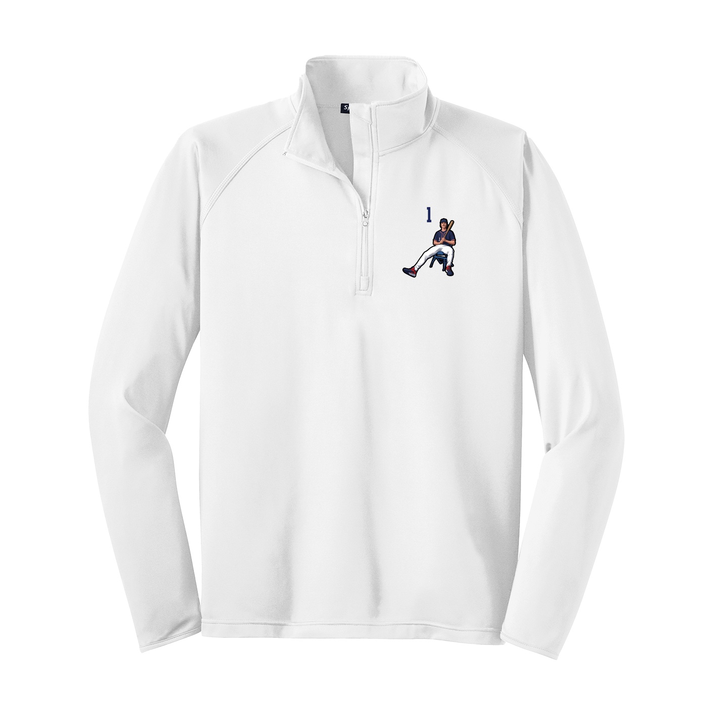 Q-Zip Pullover — Number Top in White