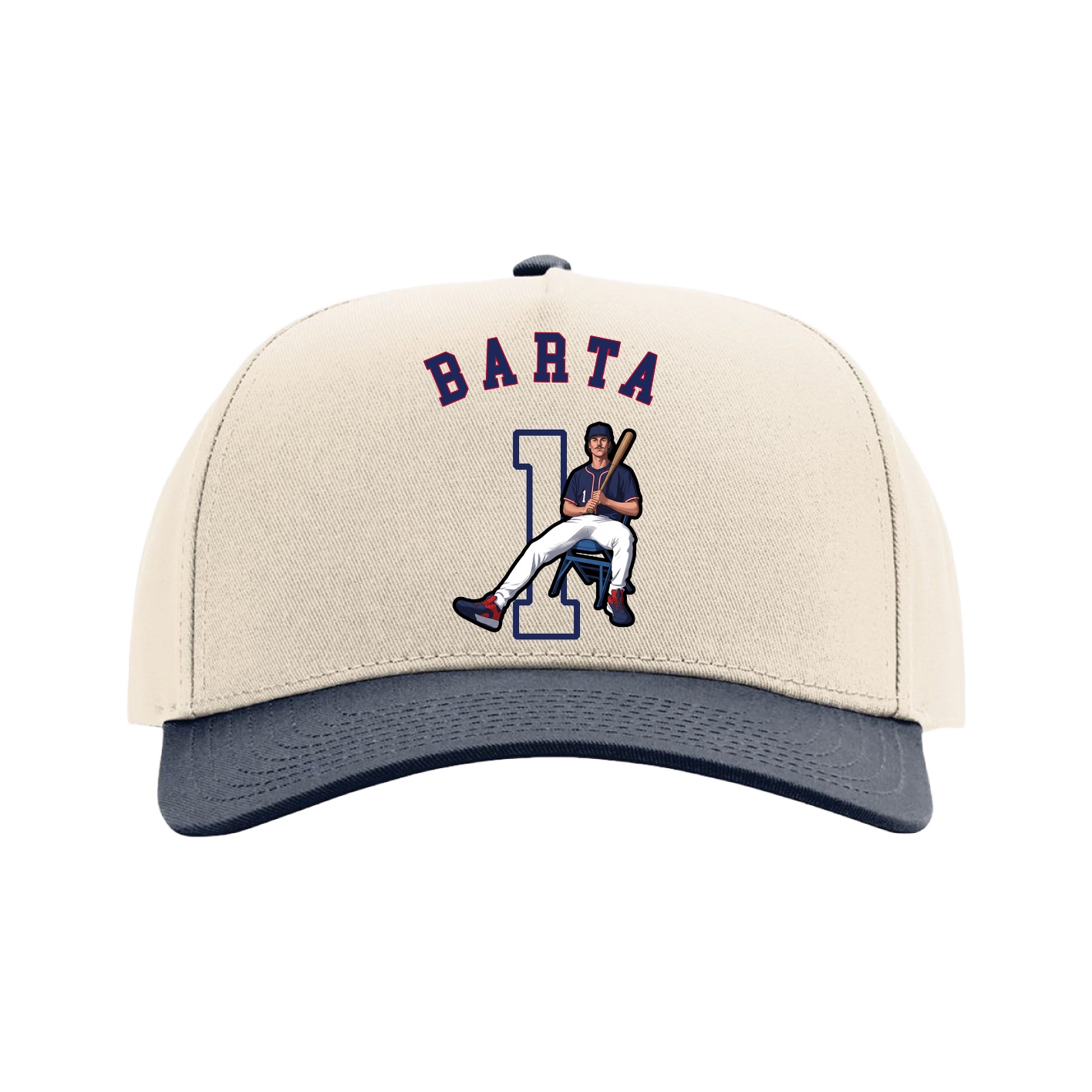 Full Fabric Five-Panel Champ Cap — Shirsey Arch in Cream/Navy