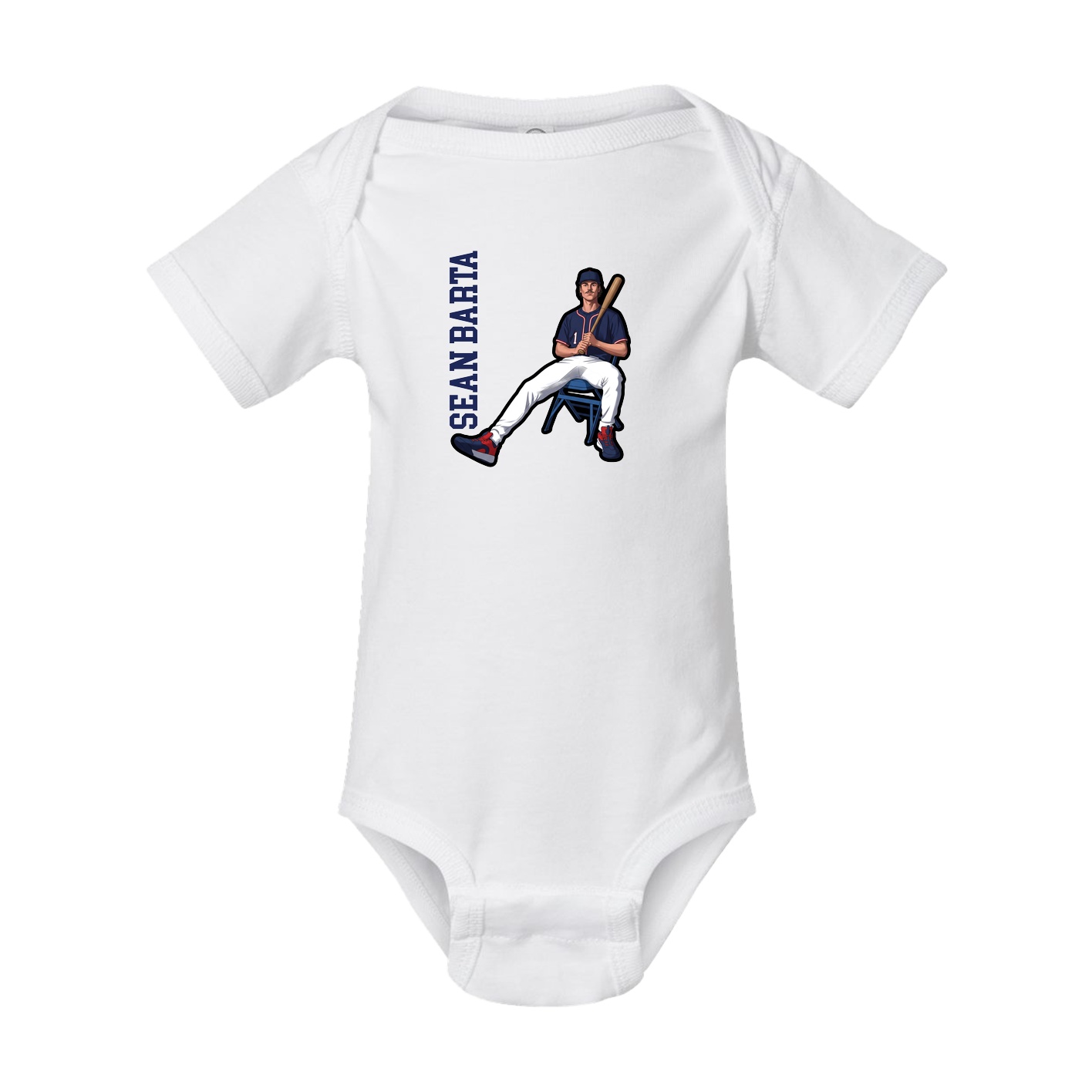 Baby Onesie — Name Vertical in White