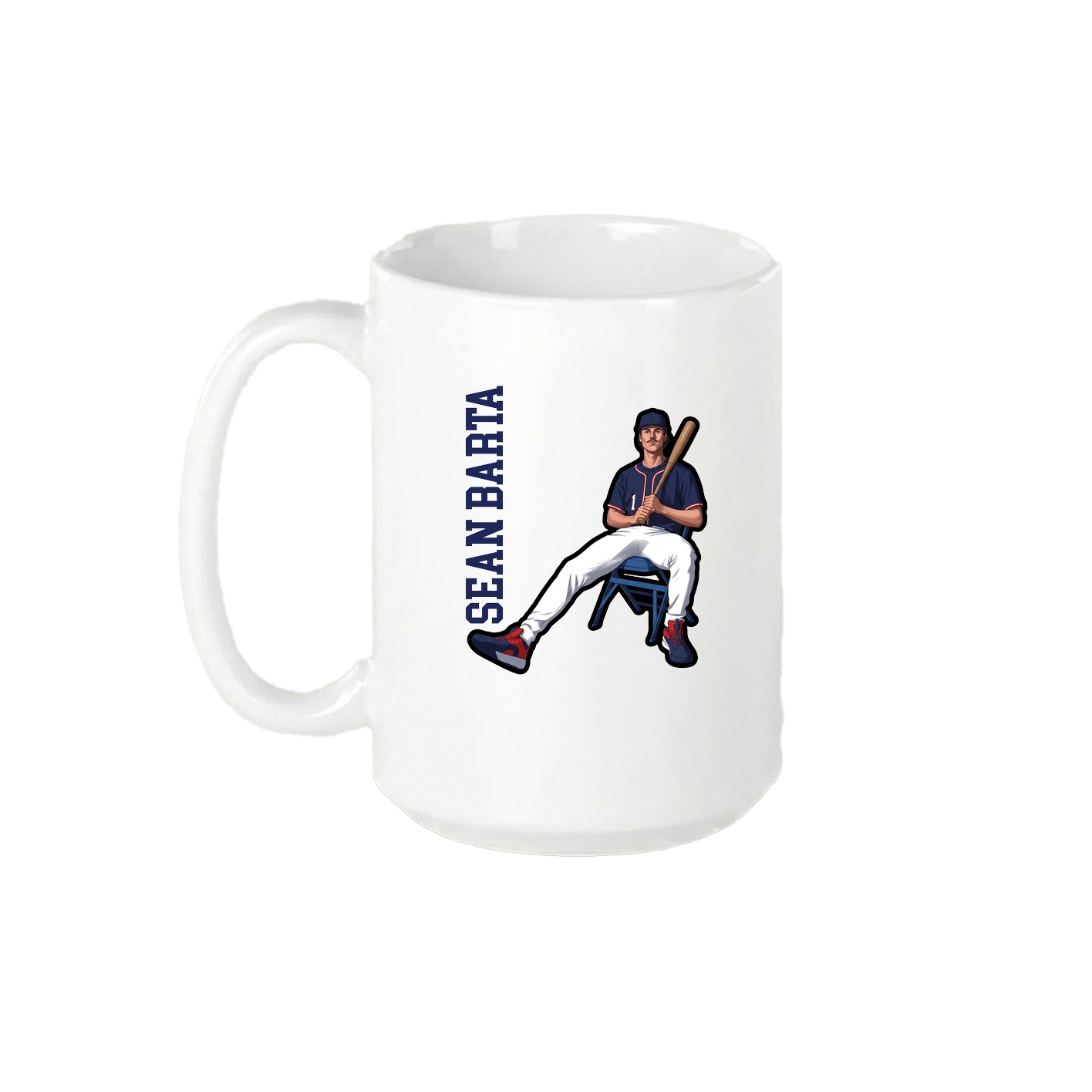 15oz Coffee Mug — Name Vertical in White