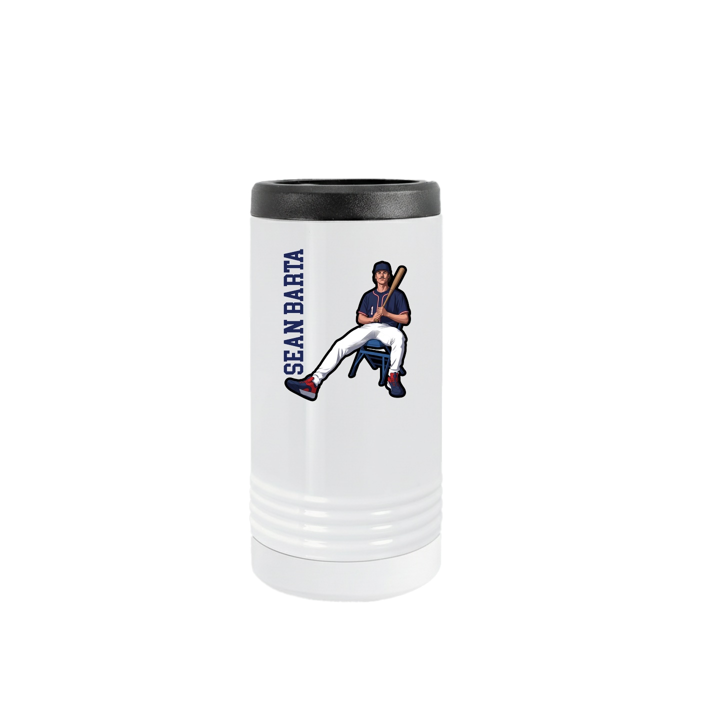 Slim Beverage Holder — Name Vertical in White