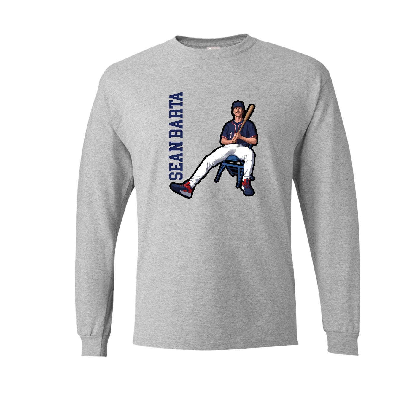 Long Sleeve Tee — Name Vertical in Grey