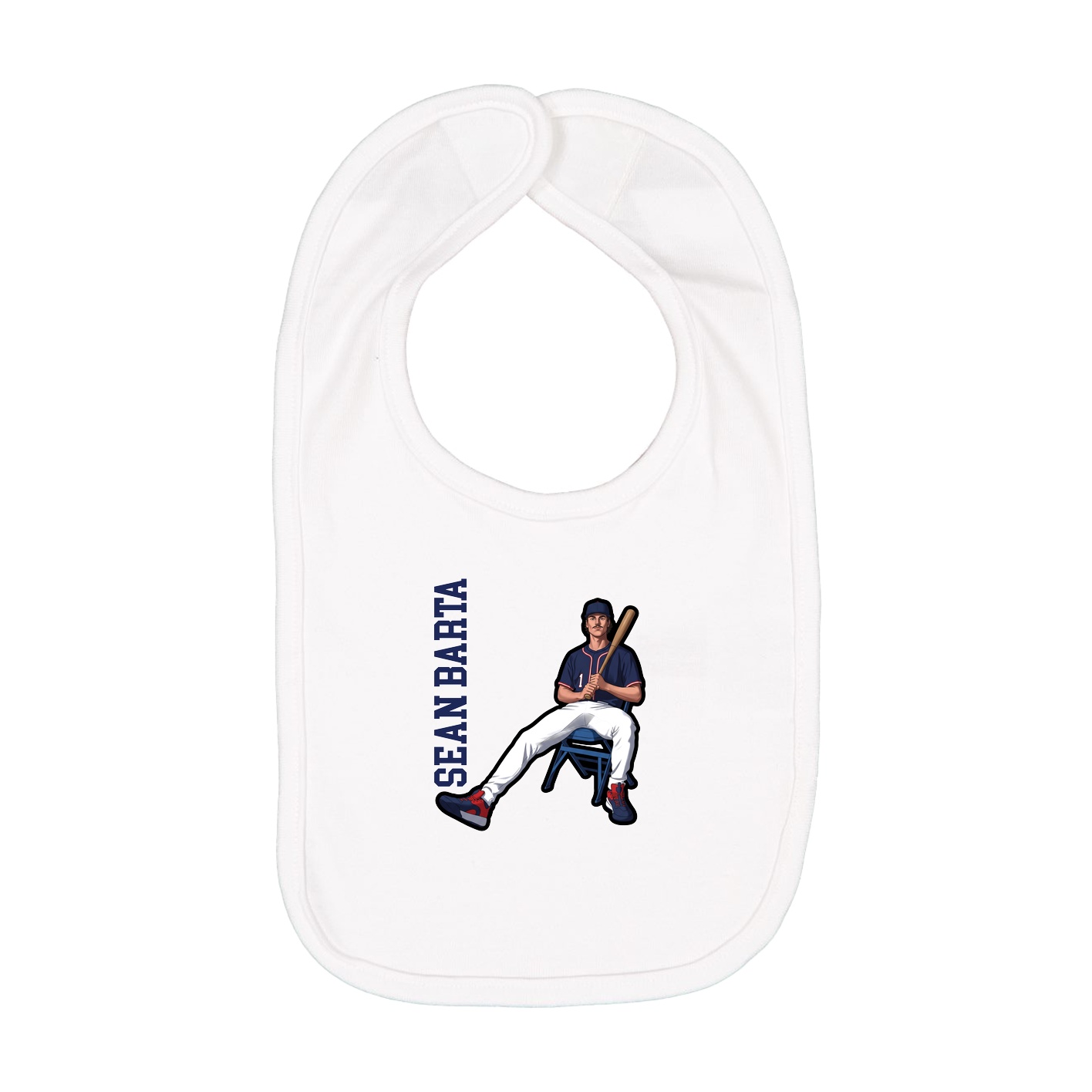 Infant Bib — Name Vertical in White