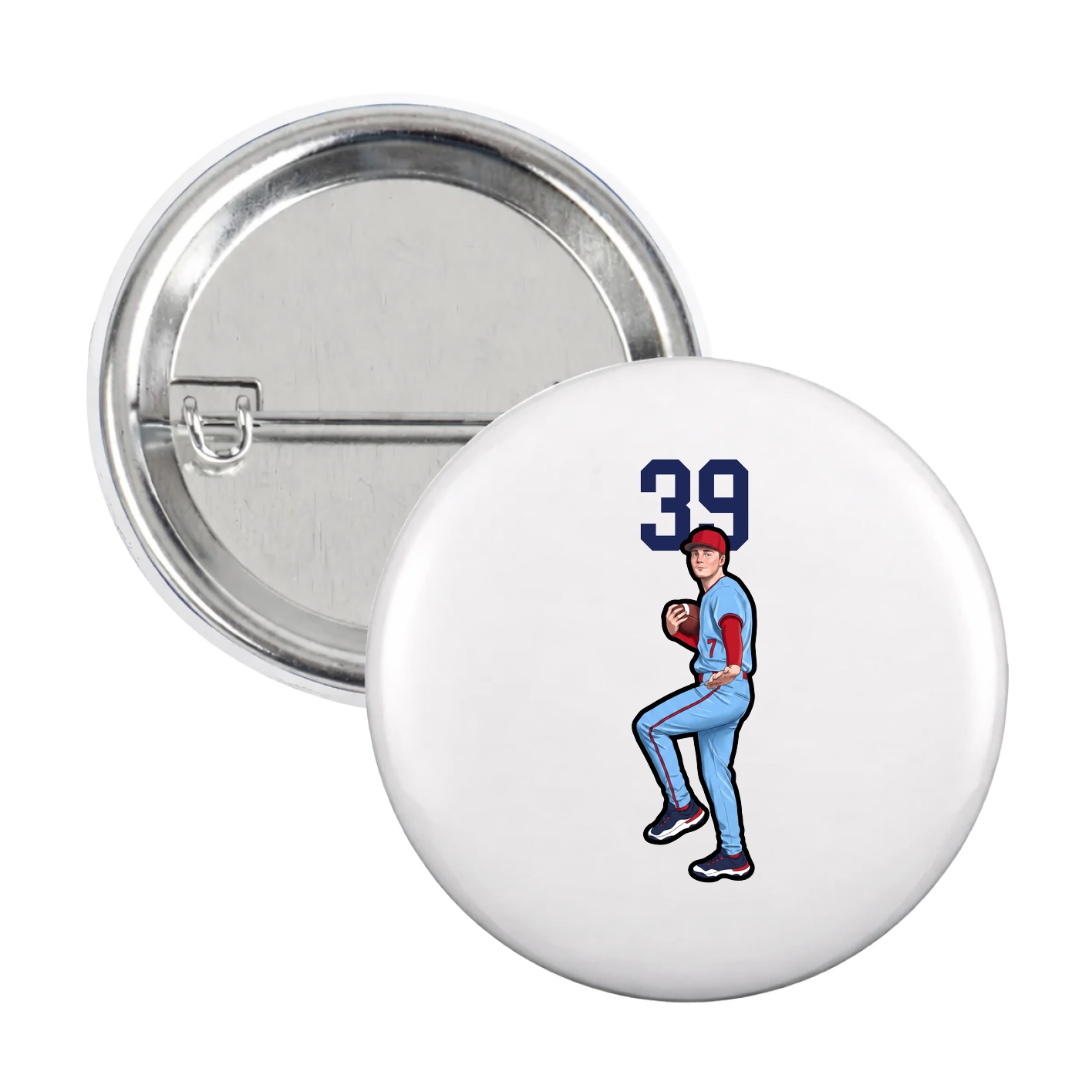 Game Day Button — Number Top in White