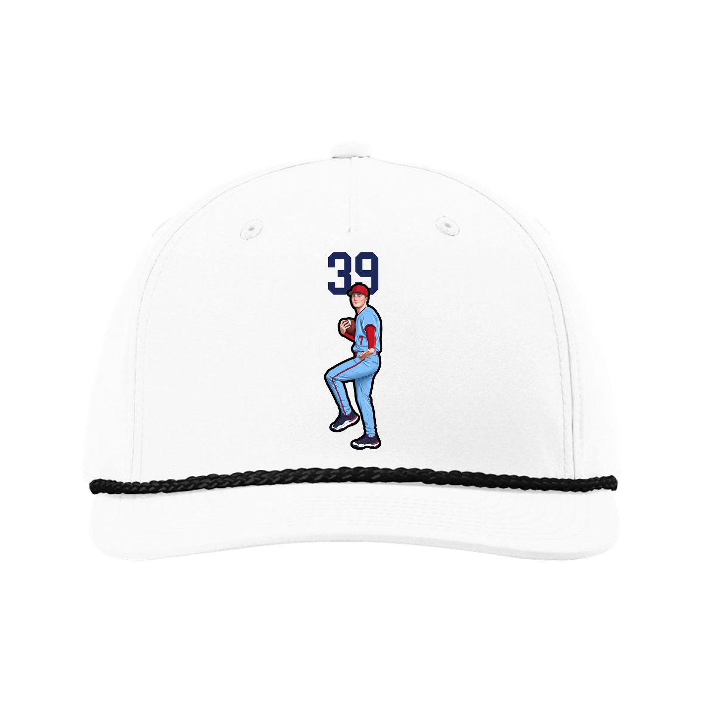 Five-Panel Classic Rope Cap — Number Top in White