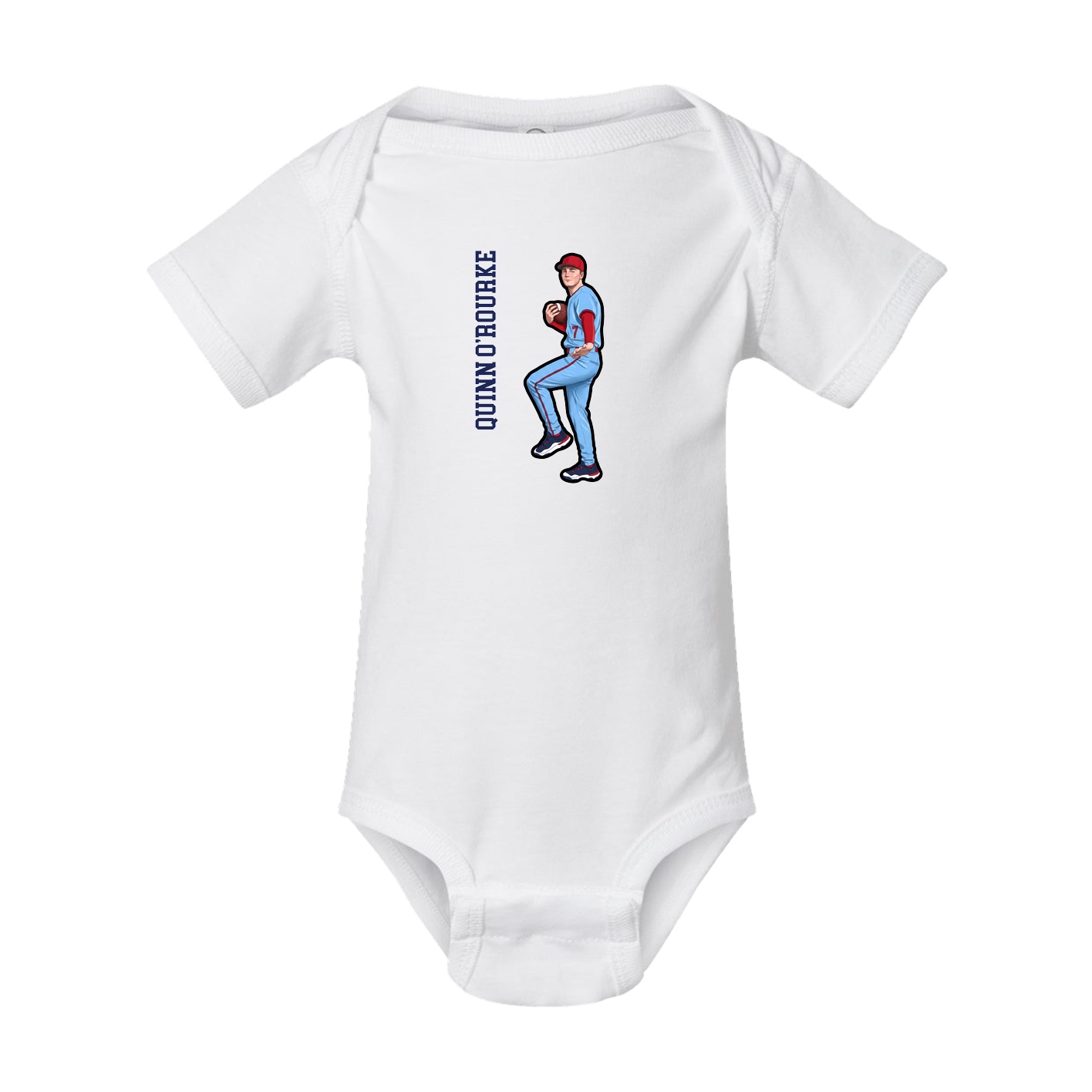 Baby Onesie — Name Vertical in White
