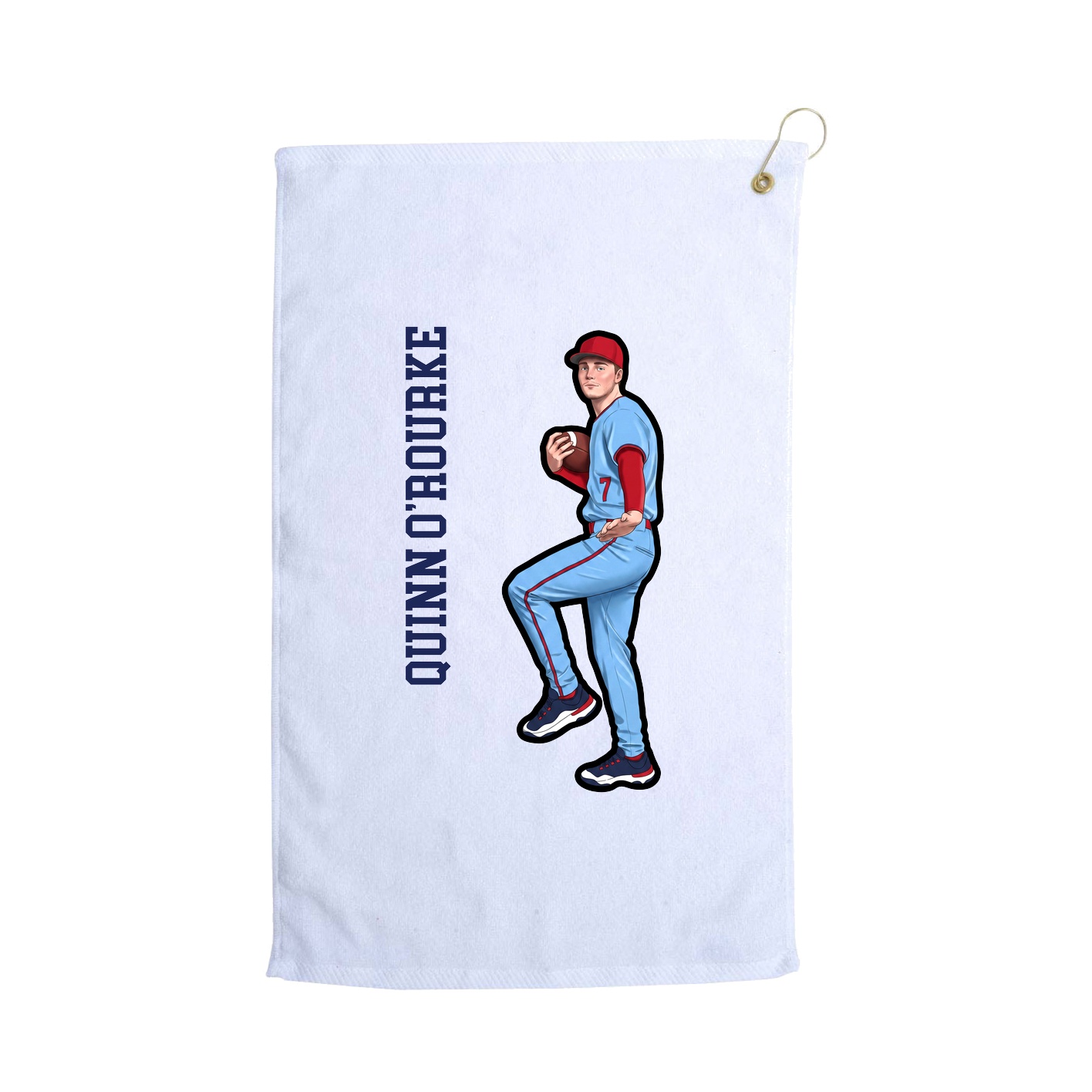 Golf Towel — Name Vertical in White
