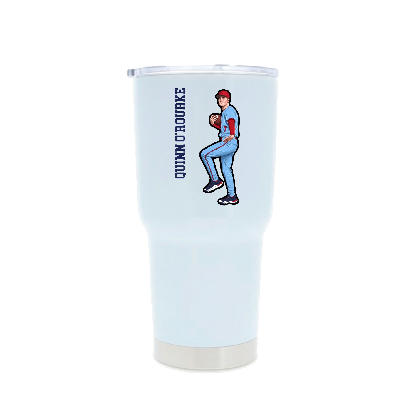 30oz Stainless Steel Tumbler — Name Vertical in White