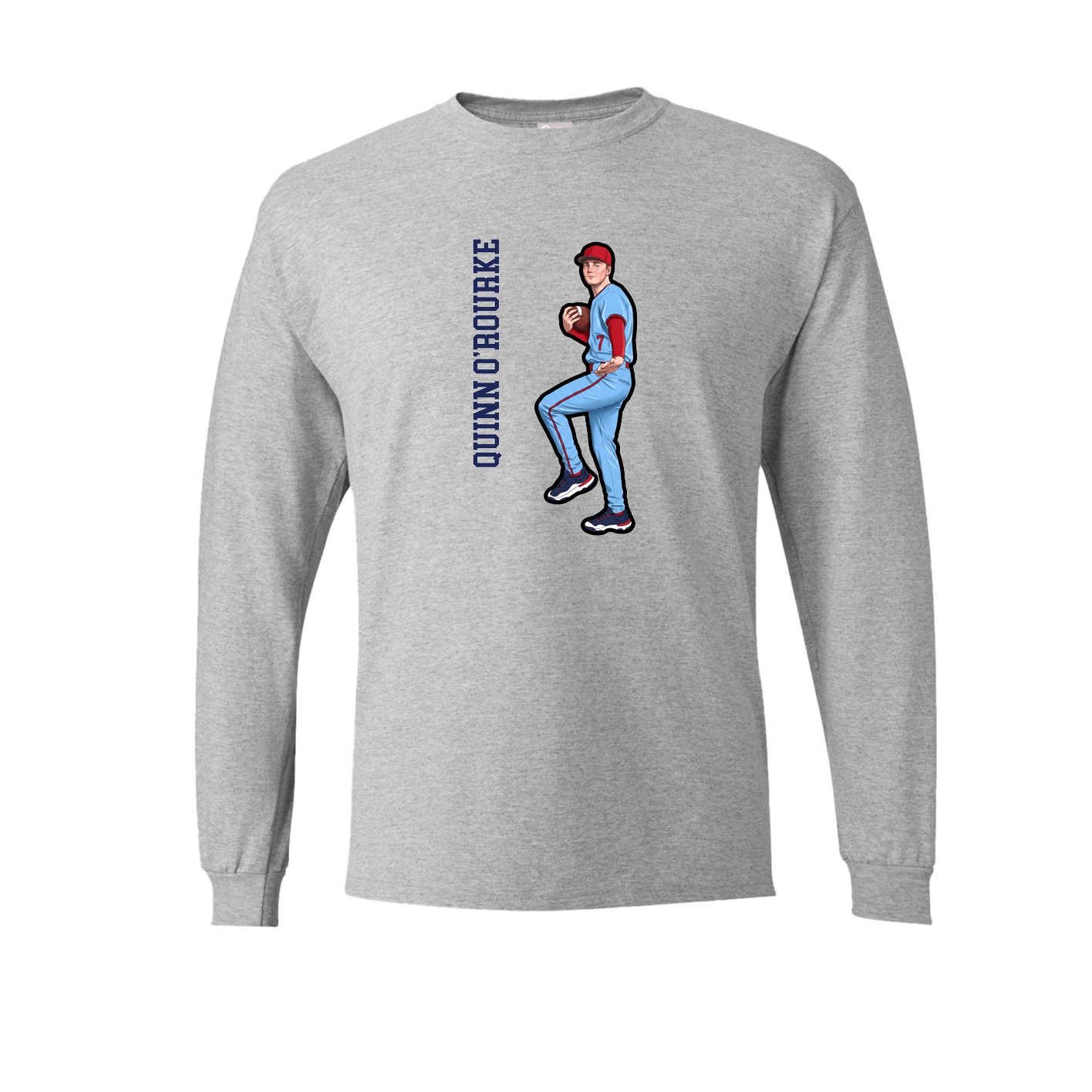 Long Sleeve Tee — Name Vertical in Grey