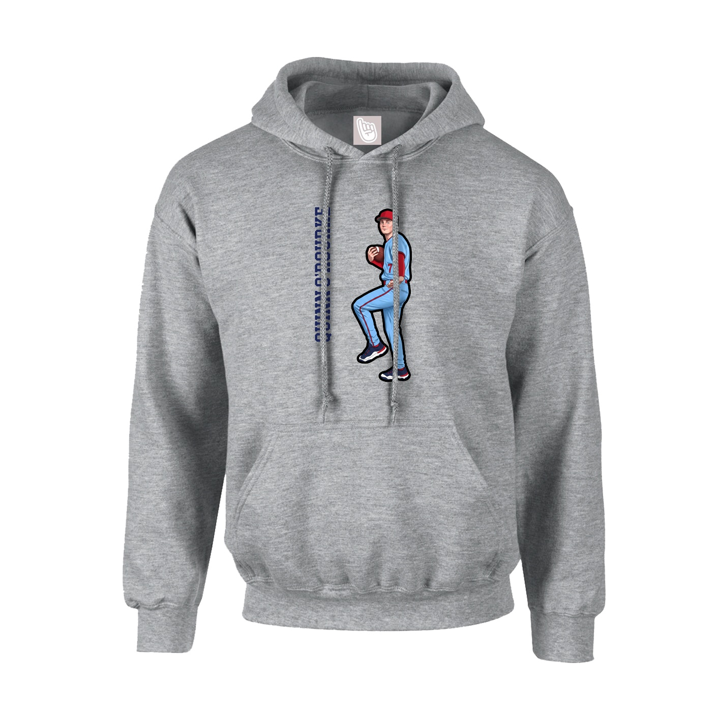 Hoodie — Name Vertical in Grey