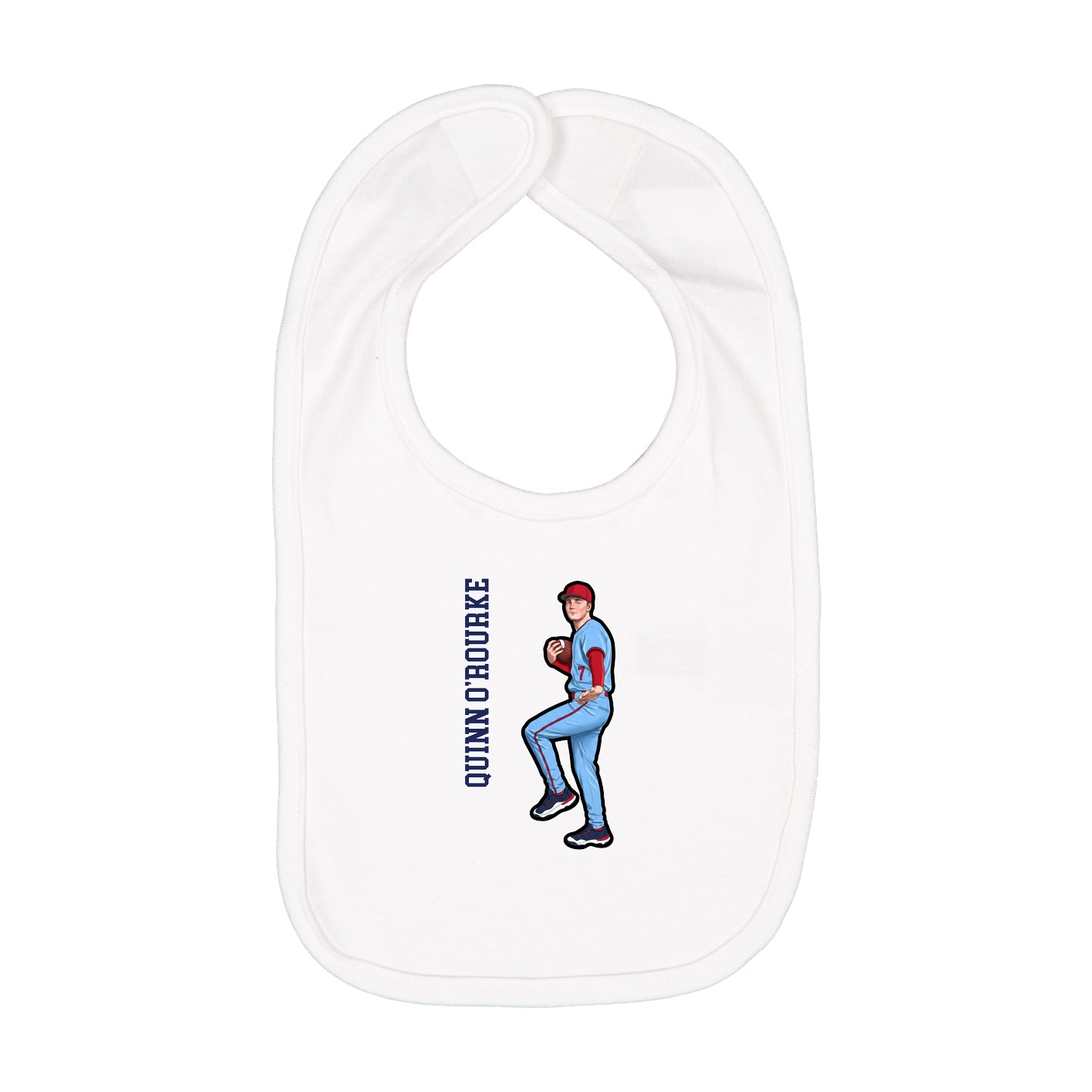 Infant Bib — Name Vertical in White