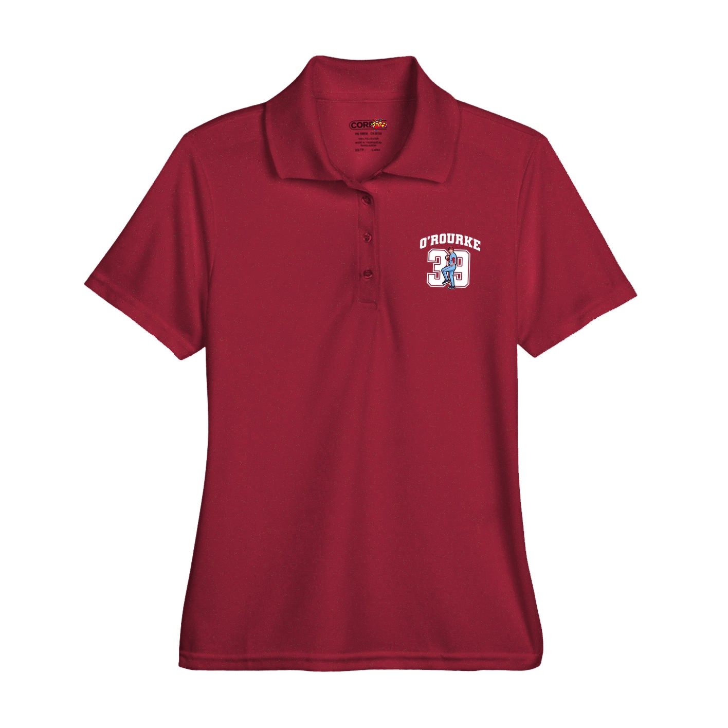 Womens Performance Polo — Number in Red
