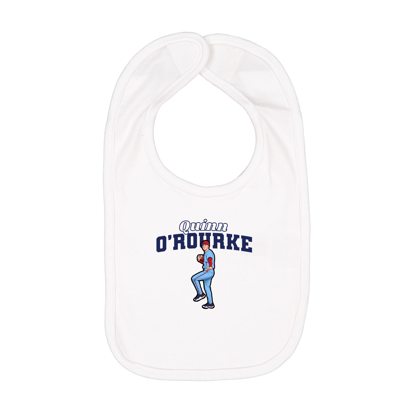 Infant Bib — Name Arch in White