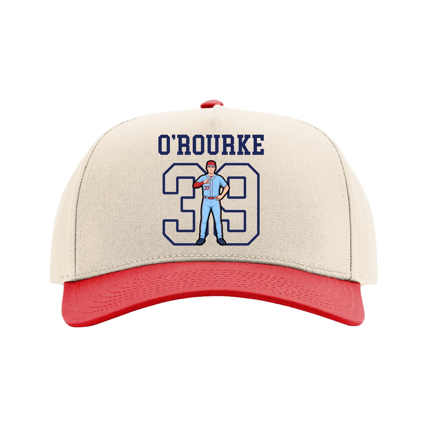 Full Fabric Five-Panel Champ Cap — Shirsey in Cream/Red
