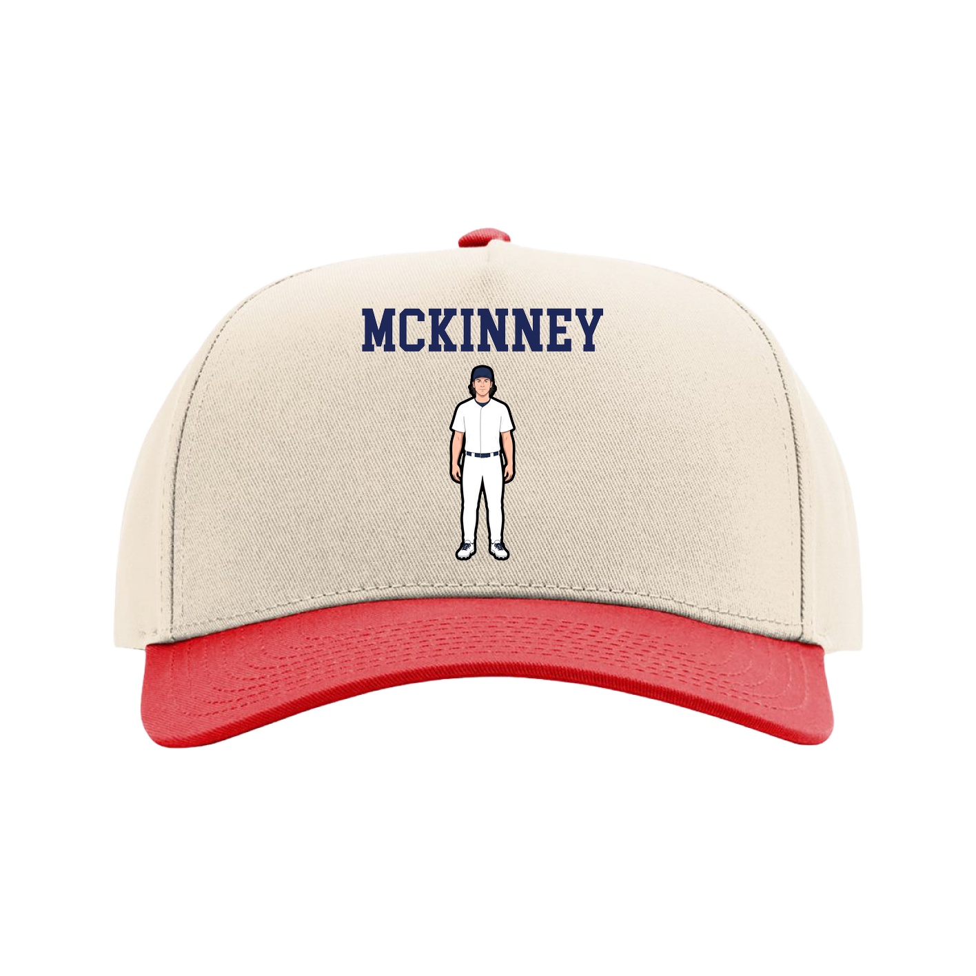Full Fabric Five-Panel Champ Cap — Shirsey in Cream/Red