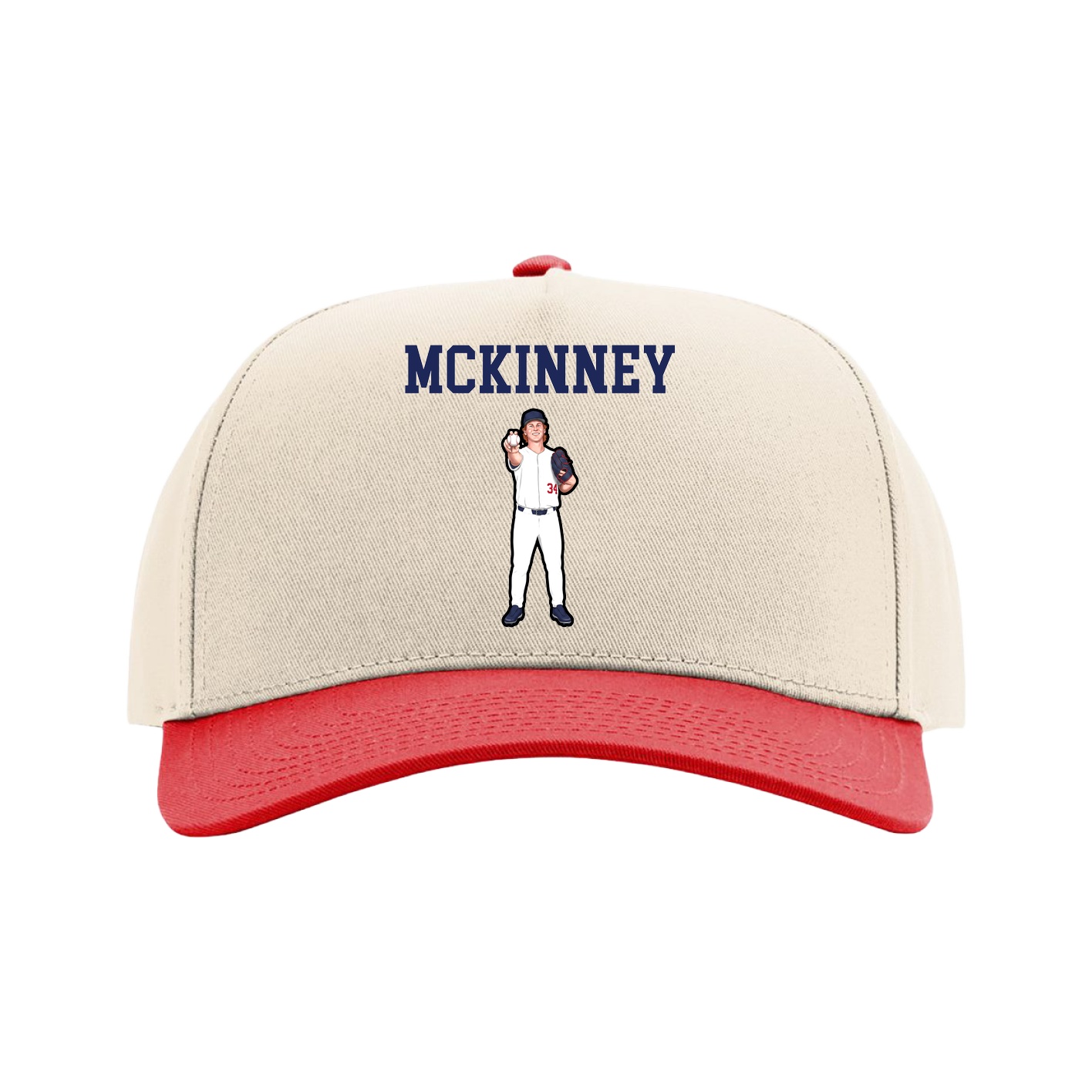 Full Fabric Five-Panel Champ Cap — Shirsey in Cream/Red