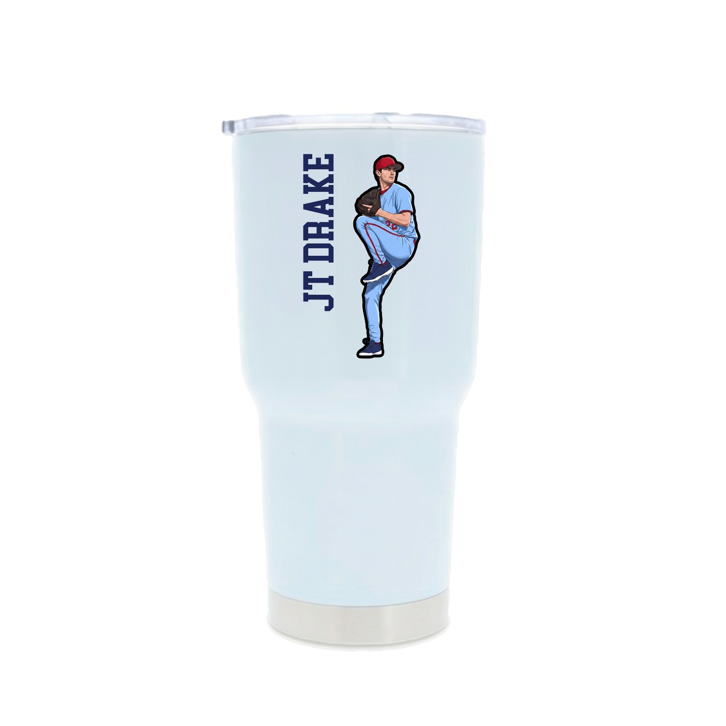 30oz Stainless Steel Tumbler — Name Vertical in White