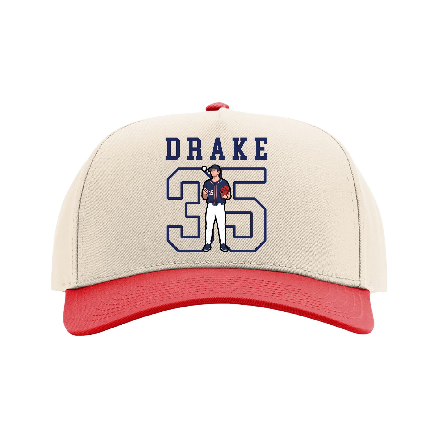 Full Fabric Five-Panel Champ Cap — Shirsey in Cream/Red
