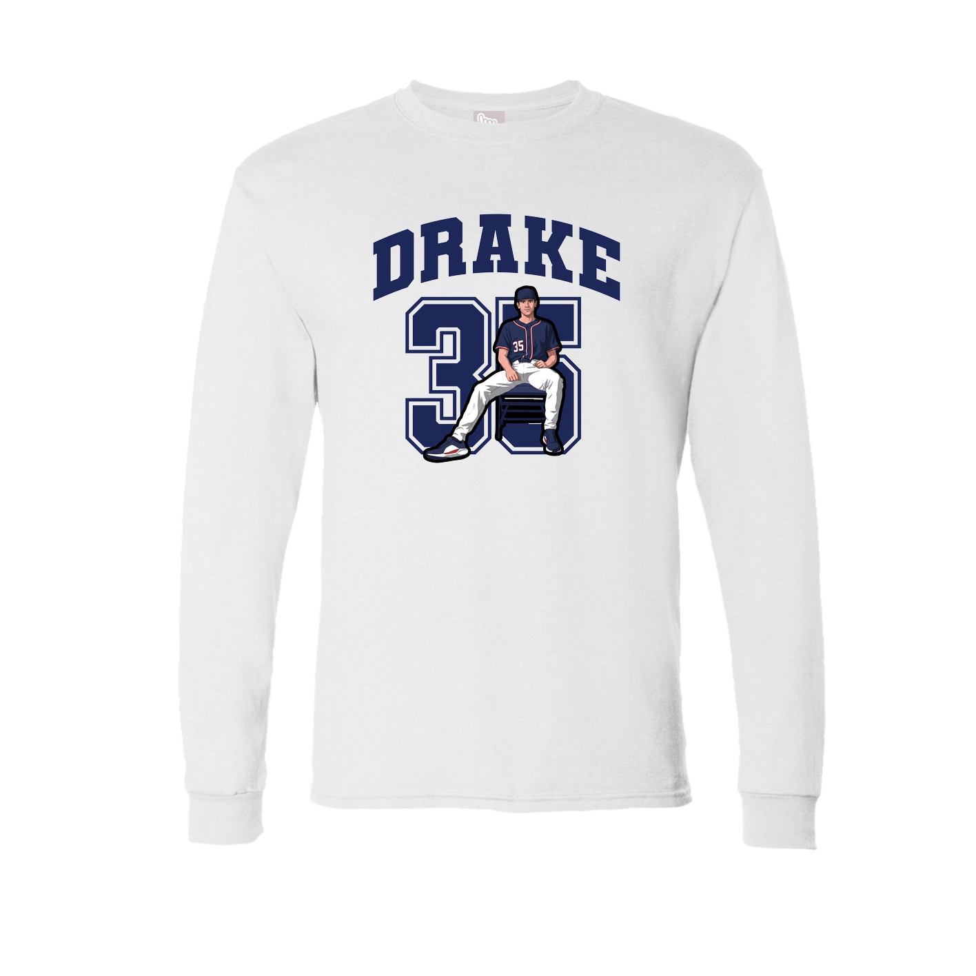 Long Sleeve Tee — Number in White