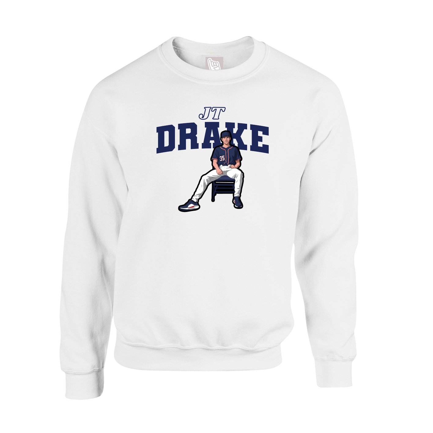 Fleece Crew — Name Arch in White