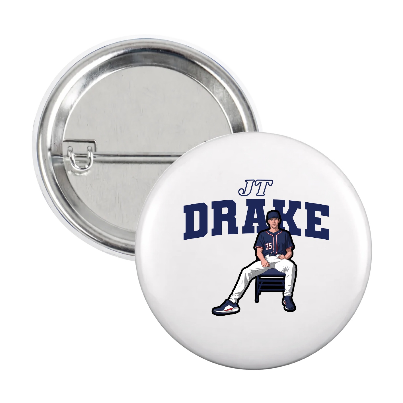 Game Day Button — Name Arch in White