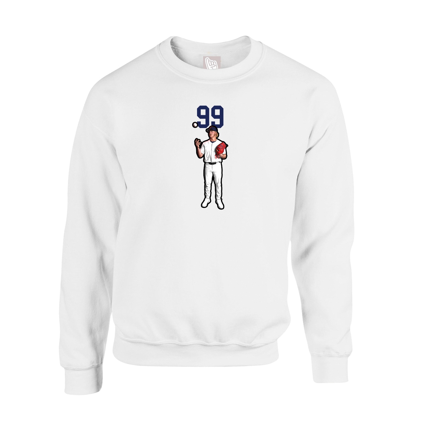 Fleece Crew — Number Top in White