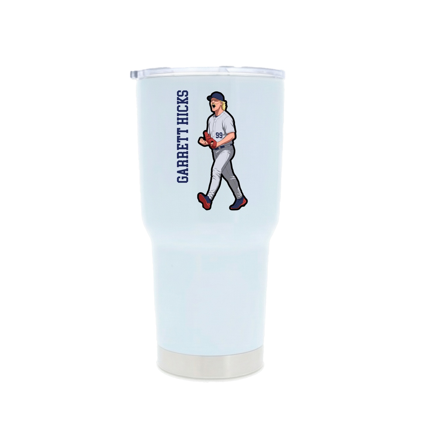 30oz Stainless Steel Tumbler — Name Vertical in White