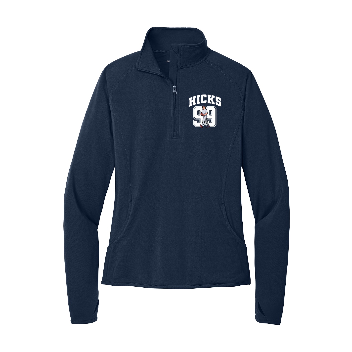 Women's Q-Zip Pullover — Number in Navy