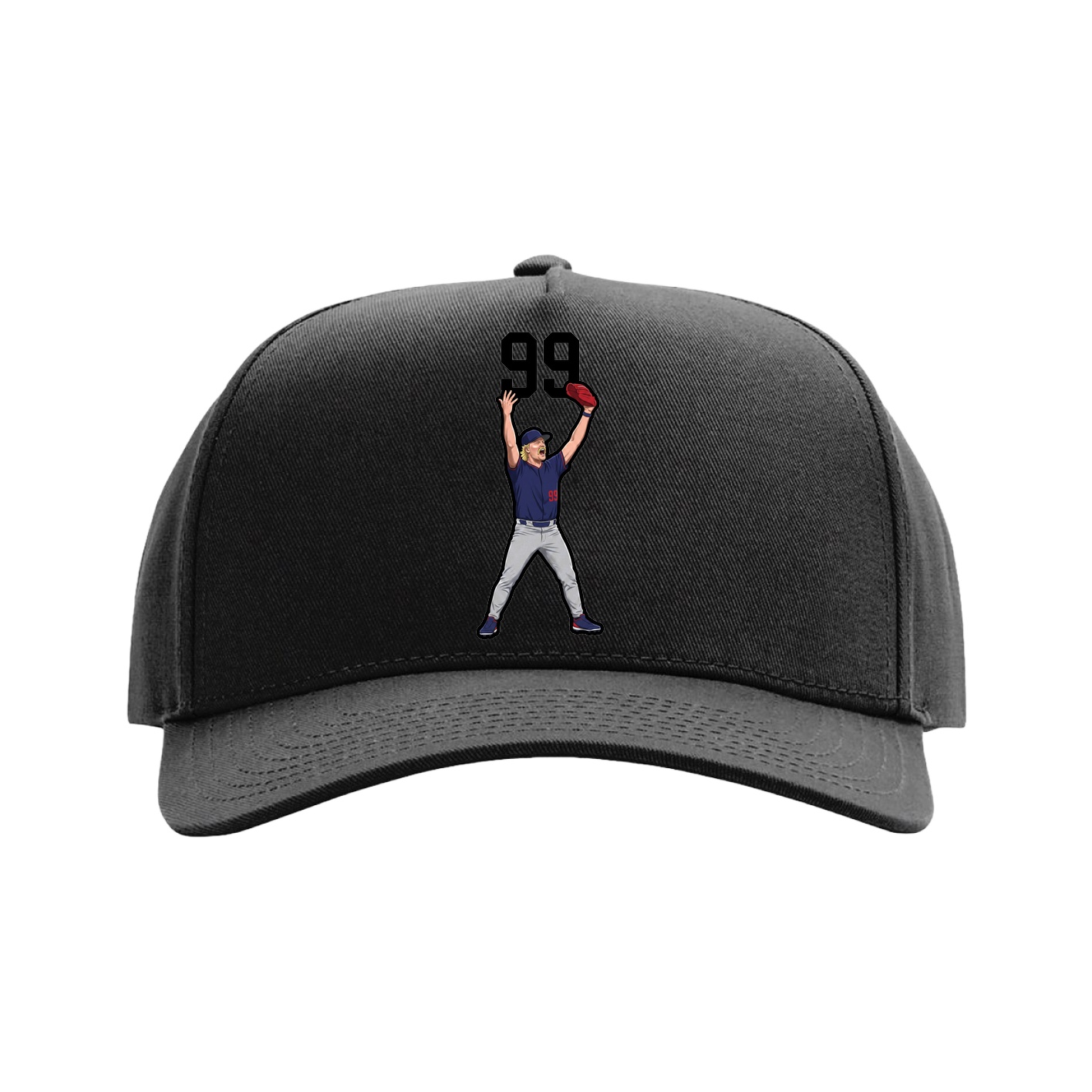 Full Fabric Five-Panel Champ Cap — Number Top in Black