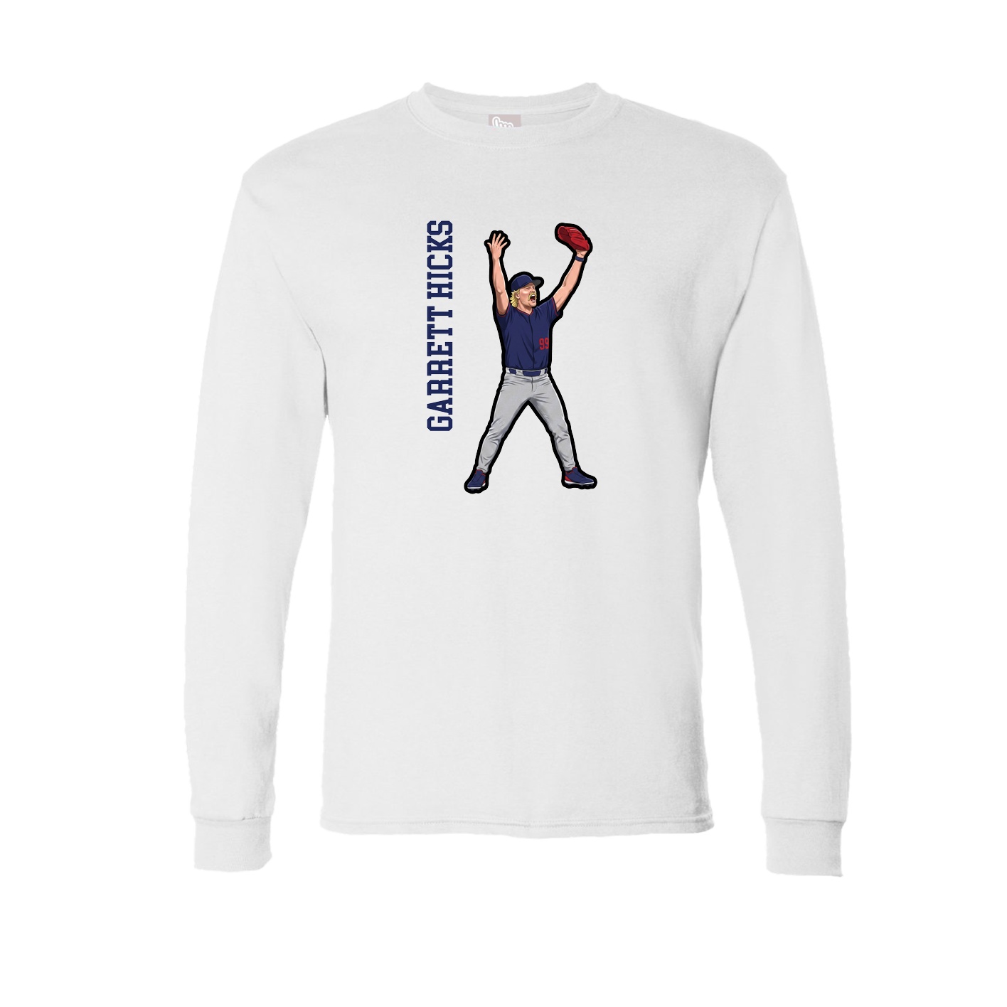 Long Sleeve Tee — Name Vertical in White
